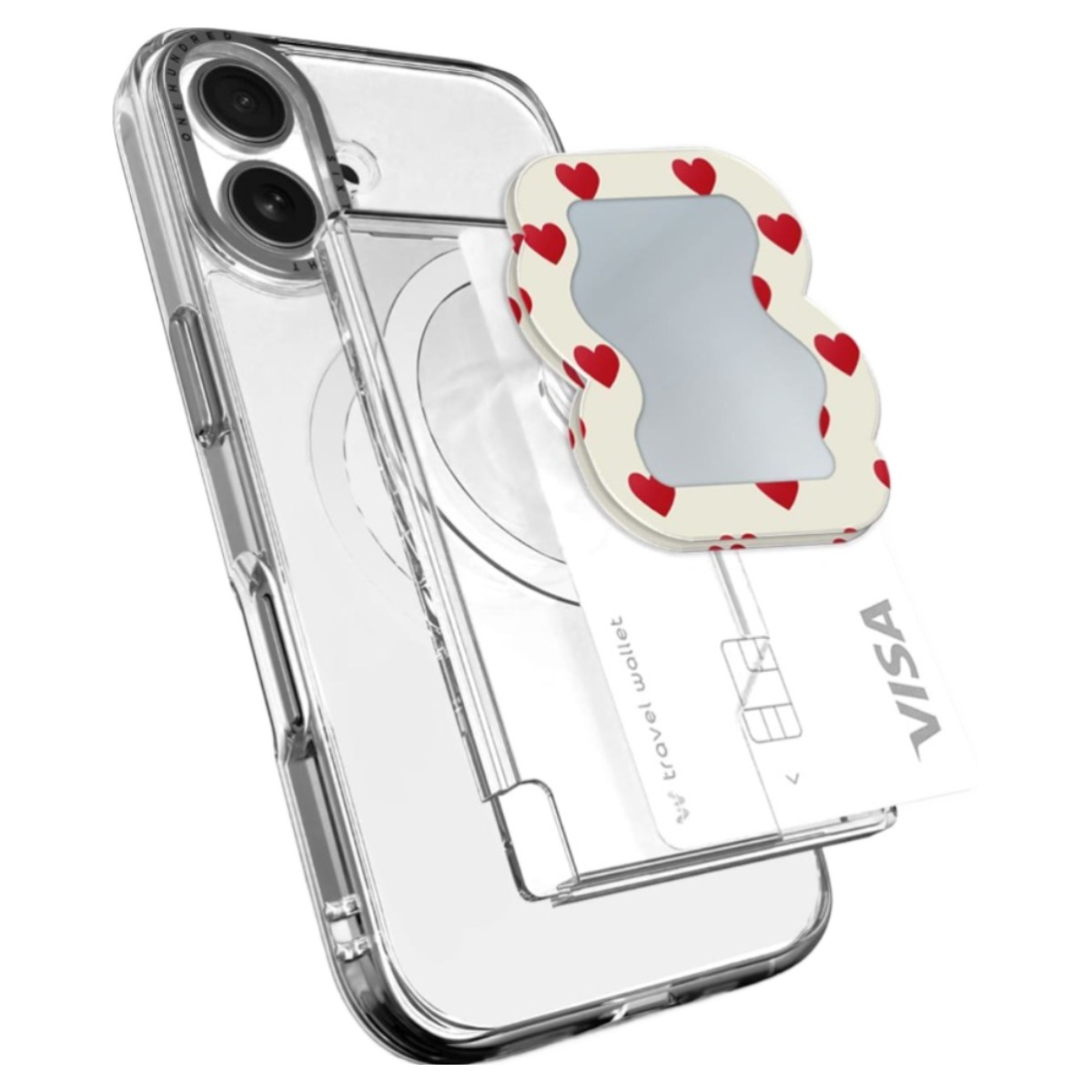 168cm 아이폰 맥세이프 카드지갑 그립톡 올인포켓 미러 웨이브 하트, 1개 24,800원