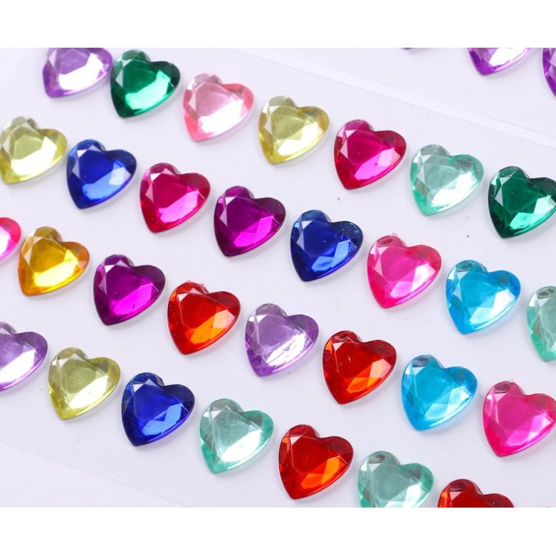 하트 입체 10매 보석 샤이니 하트 둥근 접착비즈 꾸미기 화려한 패턴 비즈 스티커, 10장 11,900원