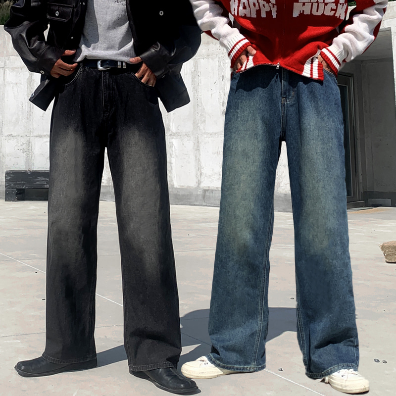 3단기장 사계절 남자 남성 고퀄리티 빈티지 워싱 와이드 데님 팬츠 청바지 29,800원