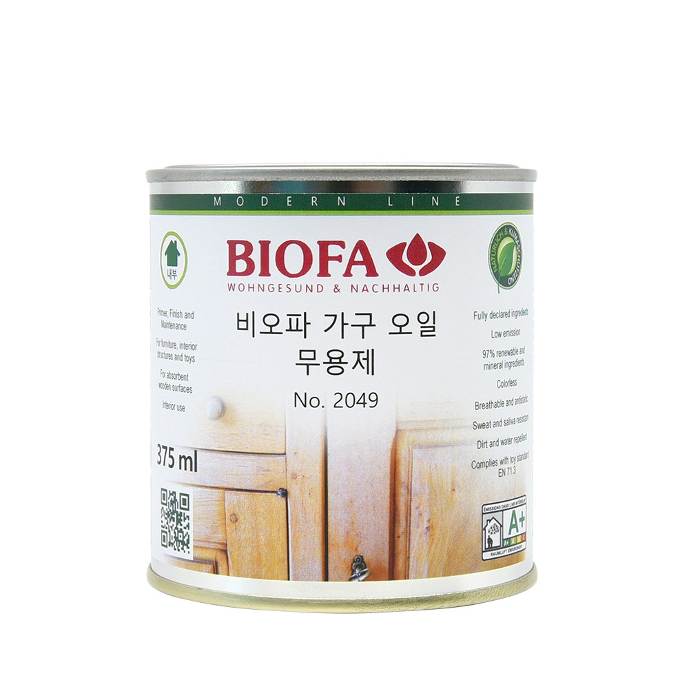 비오파 가구 마감오일 2049 무용제 (375ml) 원목가구 관리 목재 마감 18,000원
