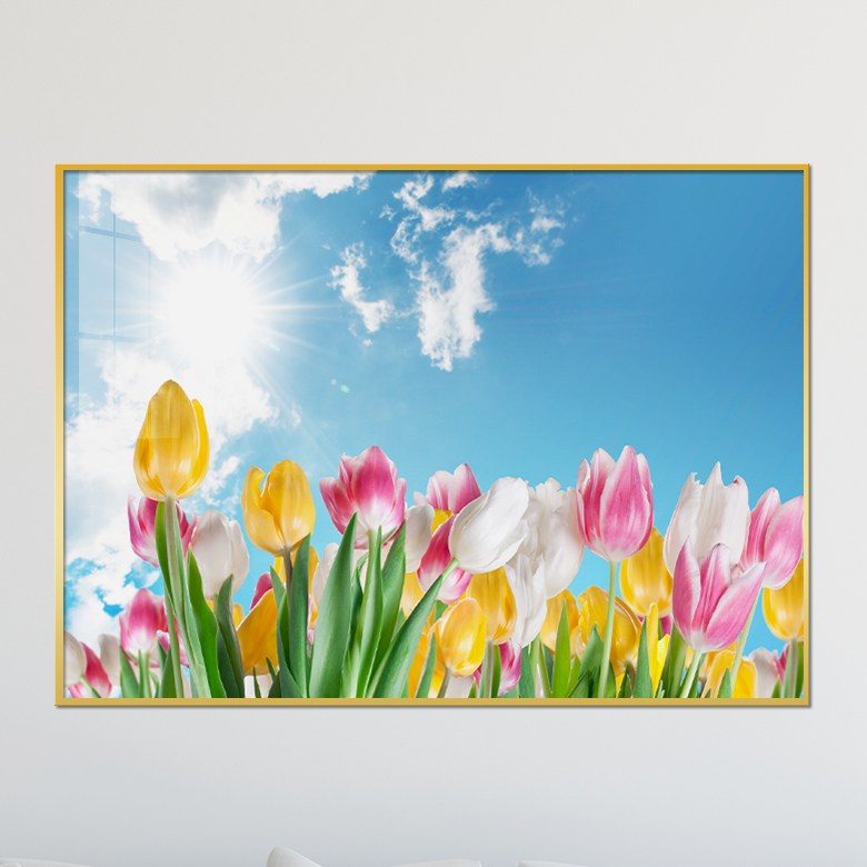 아트블루 예쁜 꽃 튤립 다발 인테리어 그림액자, 20_알록달록 튤립 밭_ 맑은하늘(가로) 67,900원