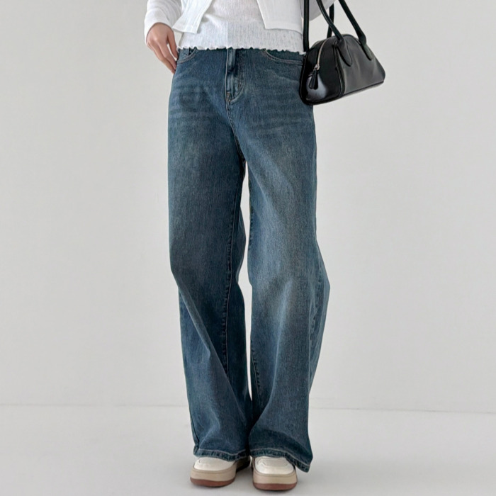 라라온 여성용 숏/기본/롱 기장 와이드 밴딩 스판 청바지 25TSP3388 34,900원