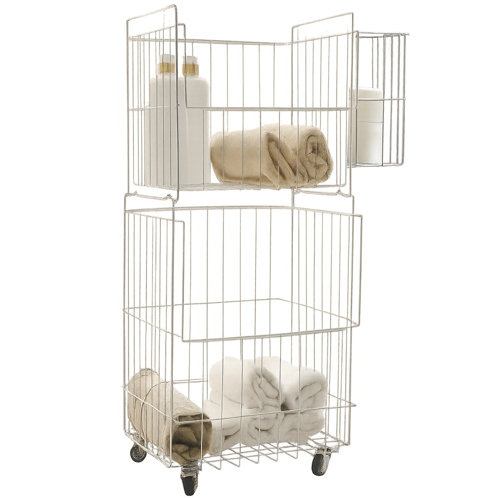 리빙제이 리얼 올 스텐 304 이동식 대용량 세탁 빨래바구니 보관 통 트롤리 2단 123,000원