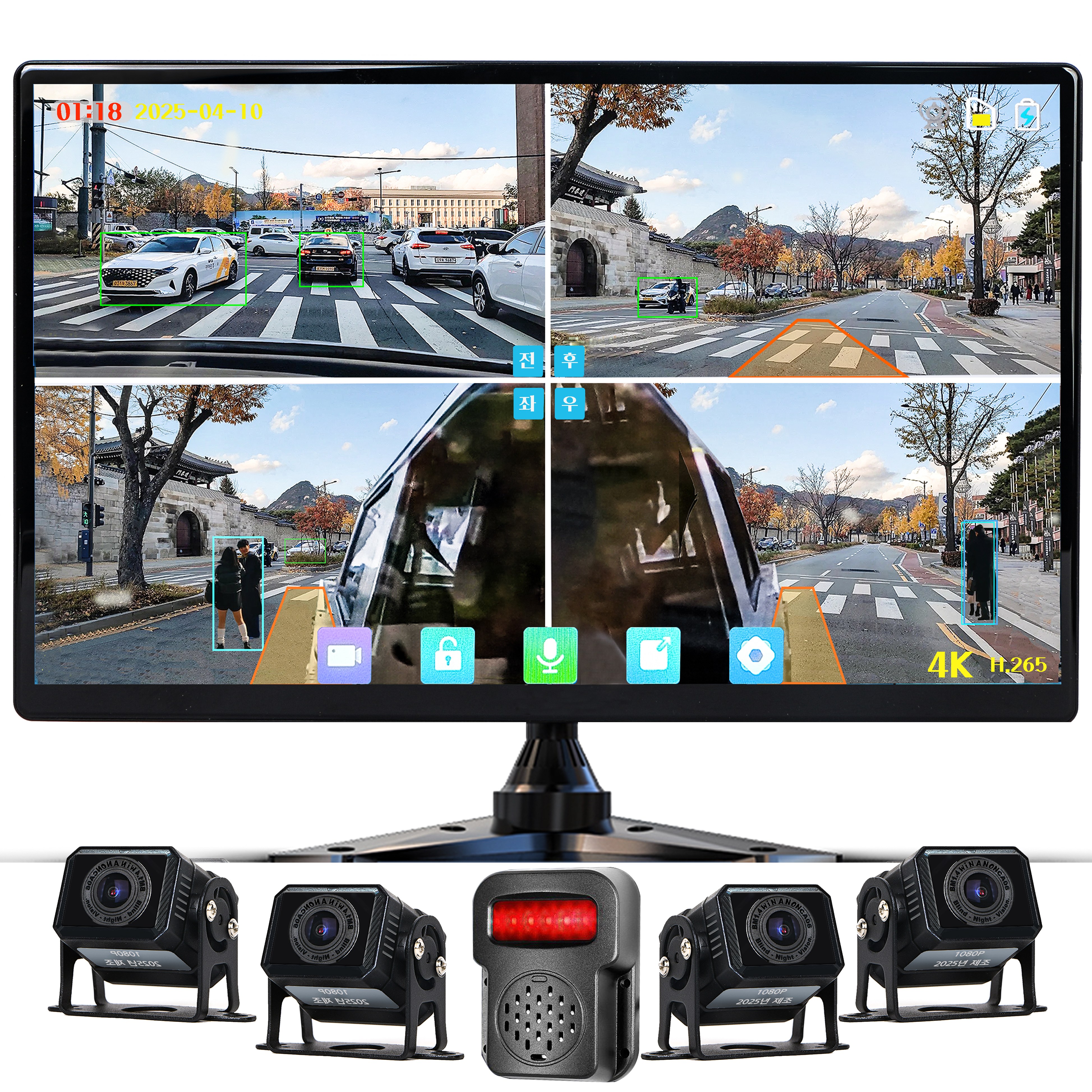 WINANON 4채널 터치 화물차 블랙박스 4K고화질 AI 생체인식 시스템 10.1인치 800만화소 1080P 128G 트럭 차량 풀세트, 사은품 9종 세트, 128GB 243,140원