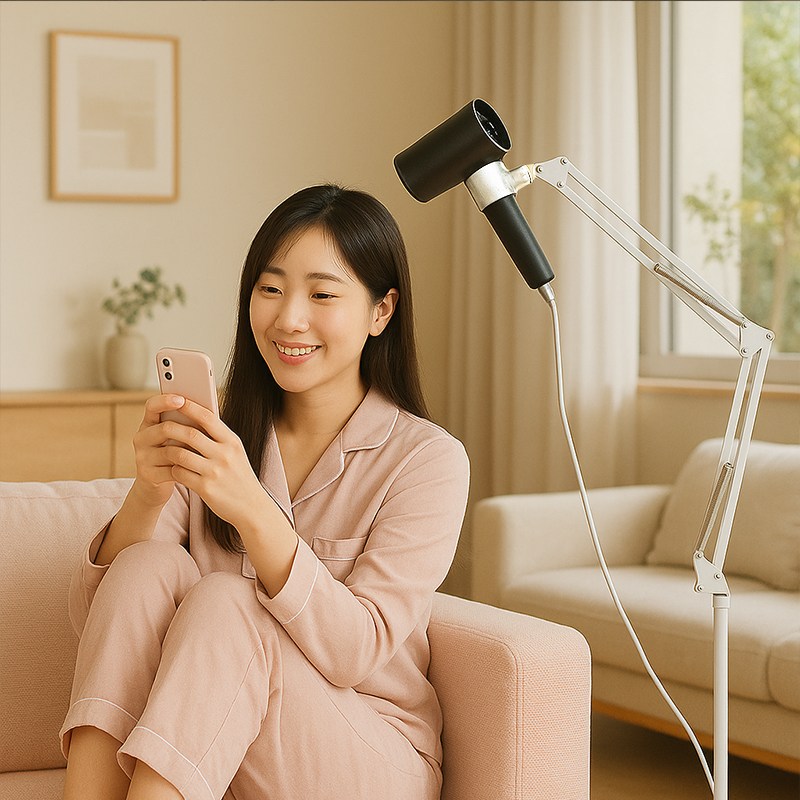 핸즈프리 각도 높이조절 스텐드형 헤어 드라이기 거치대, 화이트, 1개 19,400원