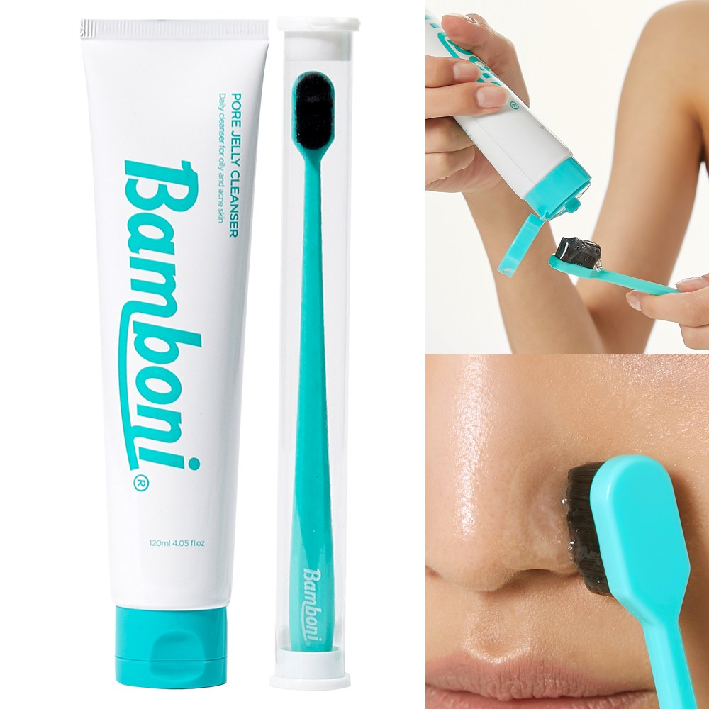 밤보늬 포어 클리닝 모공 세안 클렌저 폼클렌징 모공 세안 브러쉬 세트 클렌징폼 젤클렌징, 1세트, 현재가 19,740원