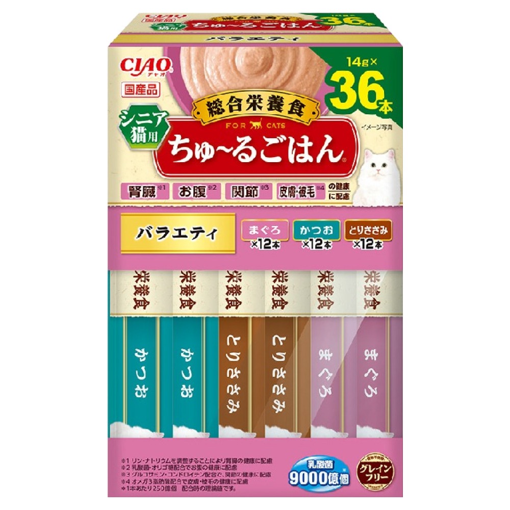 챠오츄르 고양이 이나바 챠오 츄르고항 종합영양식 시니어용 버라이어티 짜먹는 간식 36p 박스타입 SC-480 19,900원
