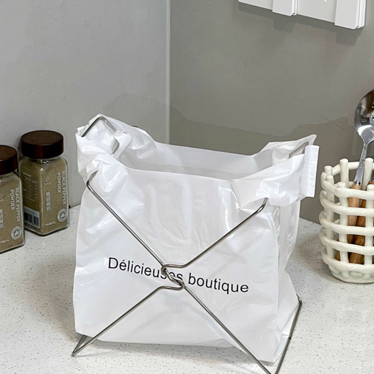 구디파이 스탠드형 음식물쓰레기 비닐 홀더 거치대 소형, 실버, 1개 2,920원