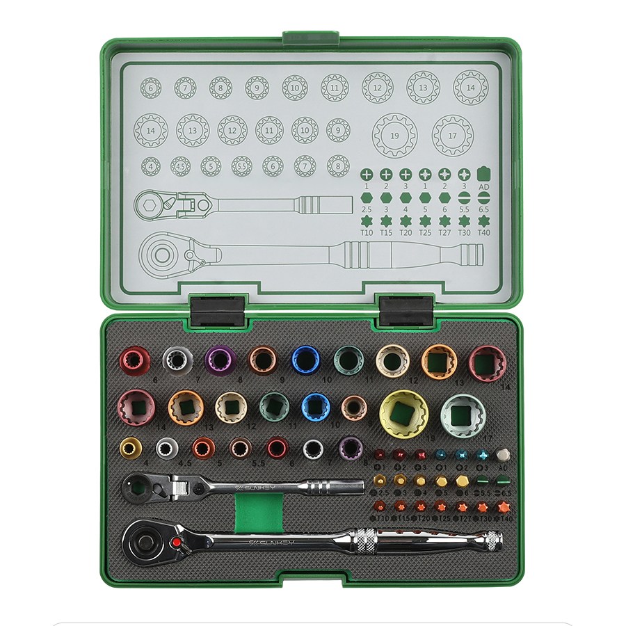 썬키 SSR-47CS 쏘켓렌치세트 3/8인치 1/4인치 컬러 비트 12각소켓 케이스포함, 1세트 125,000원