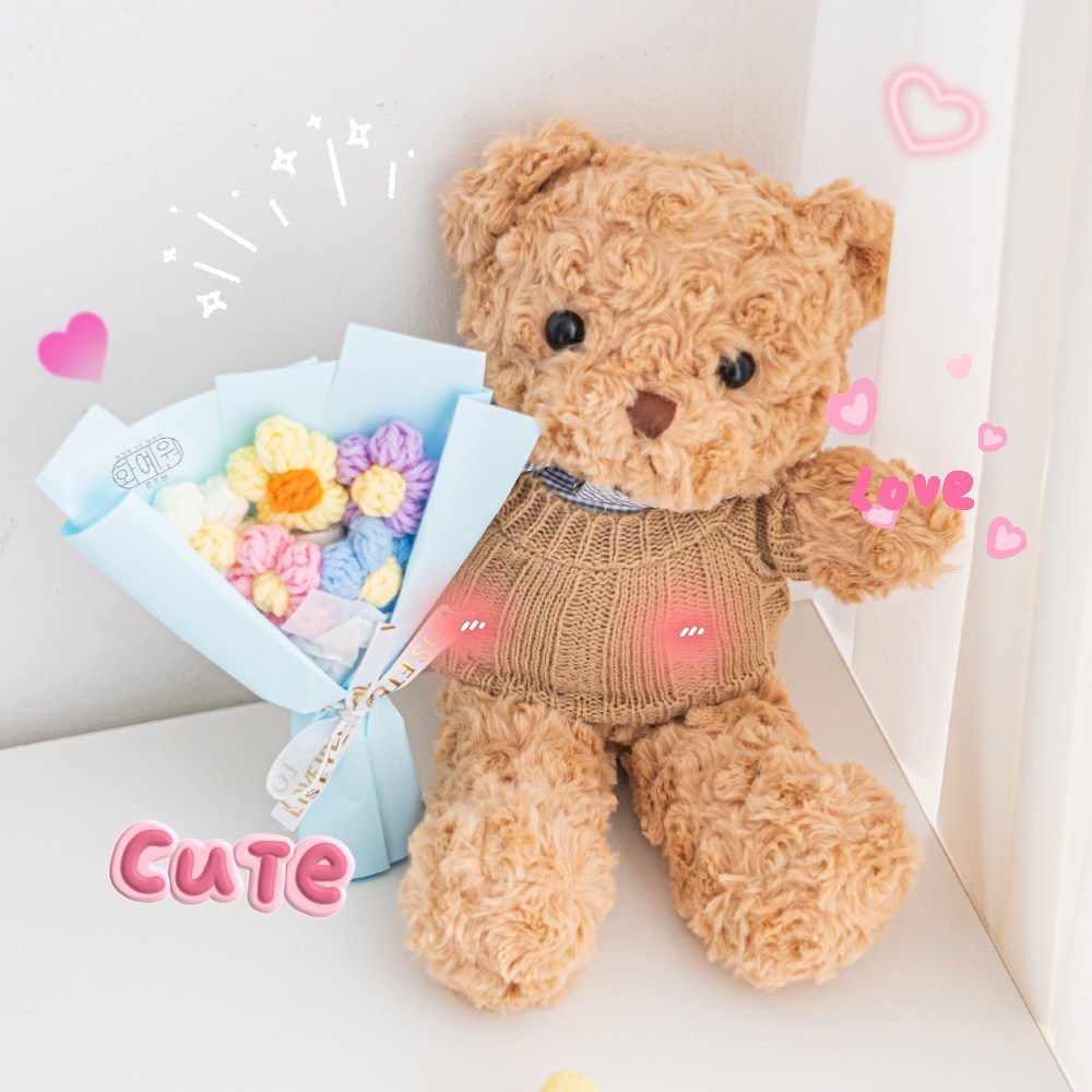 화예원 테드 곰 인형 꽃다발 졸업식 선물 축하 미니 뜨개꽃 15,800원