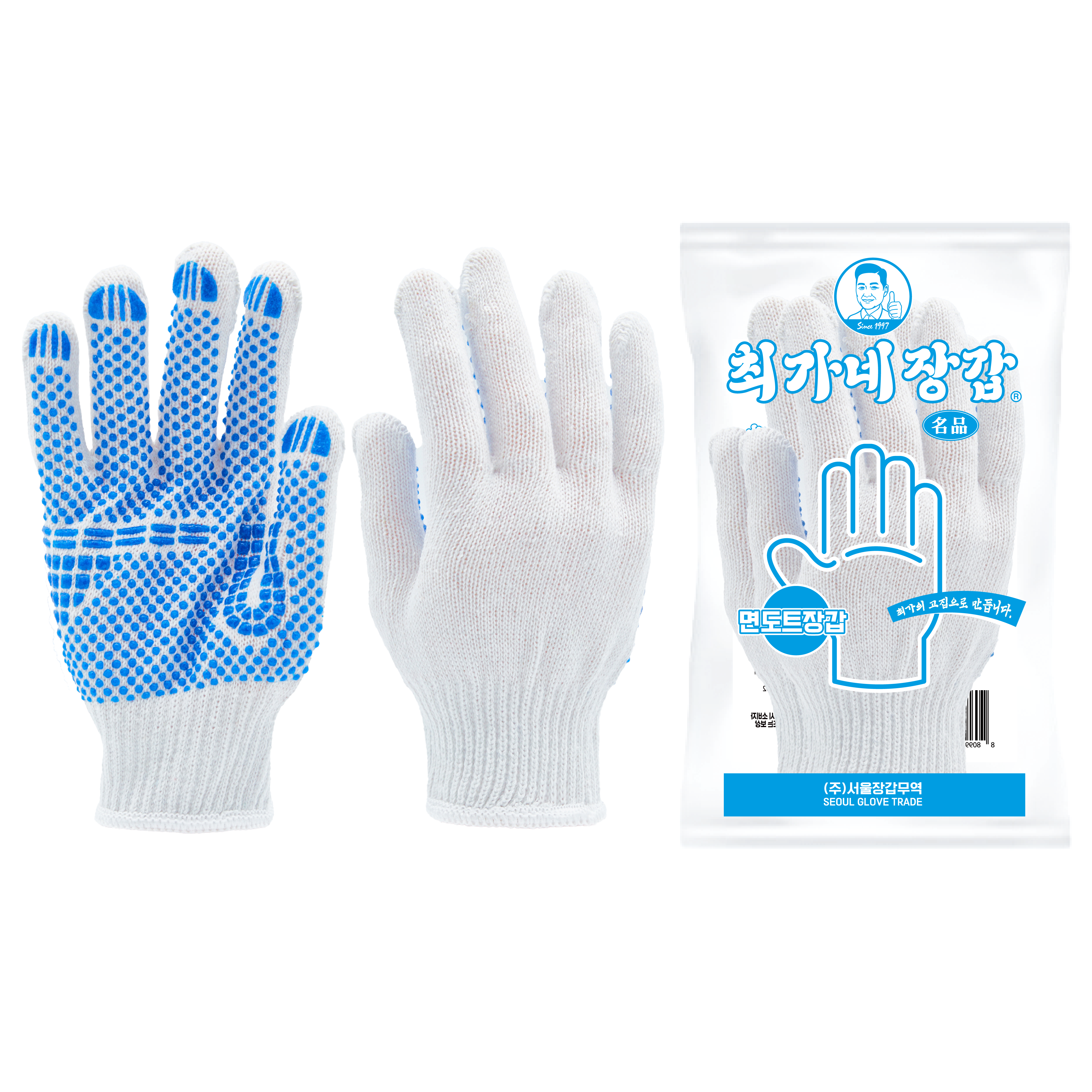 최가네장갑 미끄럼방지 면 PVC 점박이 면도트장갑 100켤레 (1p 포장), 흰색, 100세트 33,000원