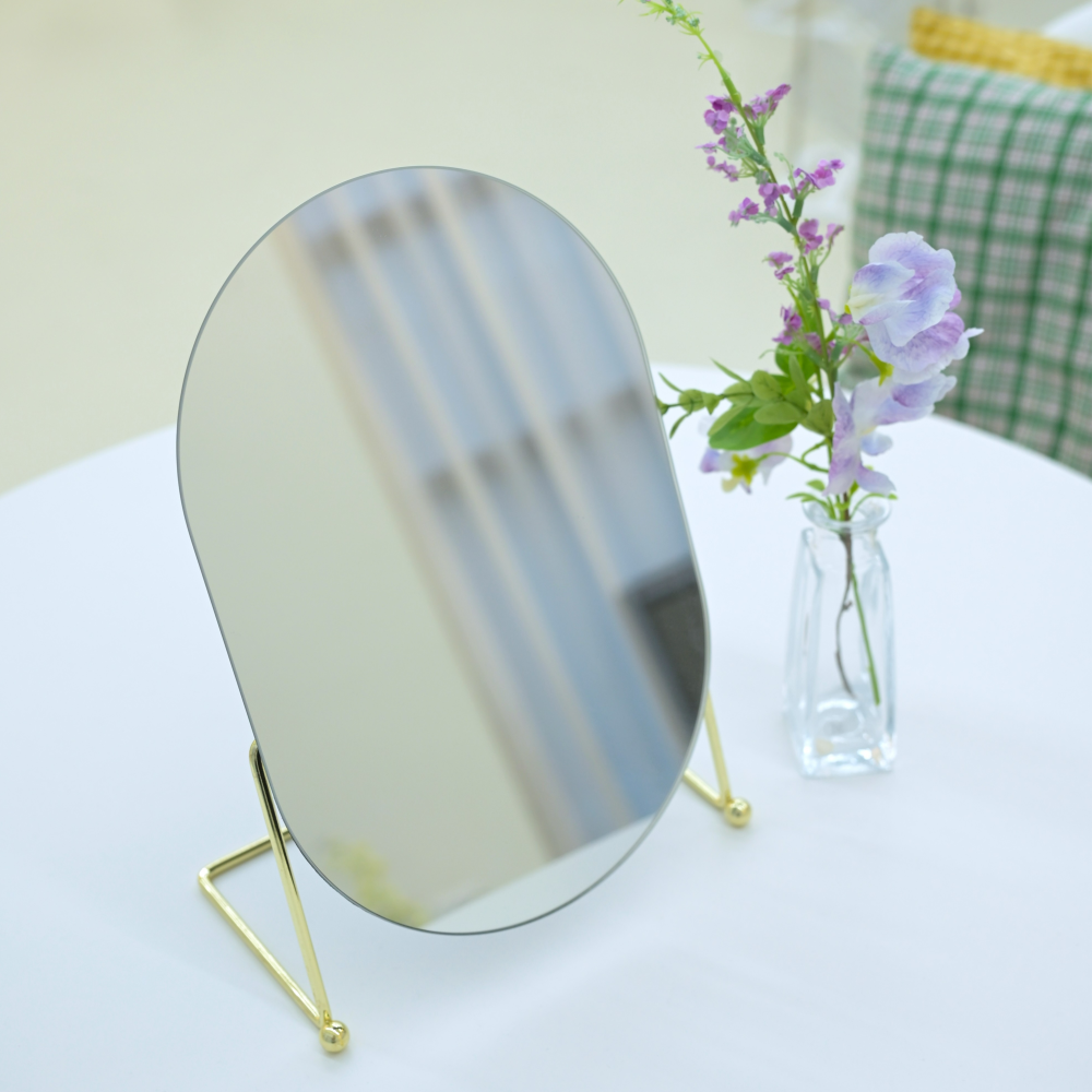 미드센츄리 모던 노프레임 탁상거울 화장대거울 각도조절, 골드 13,960원