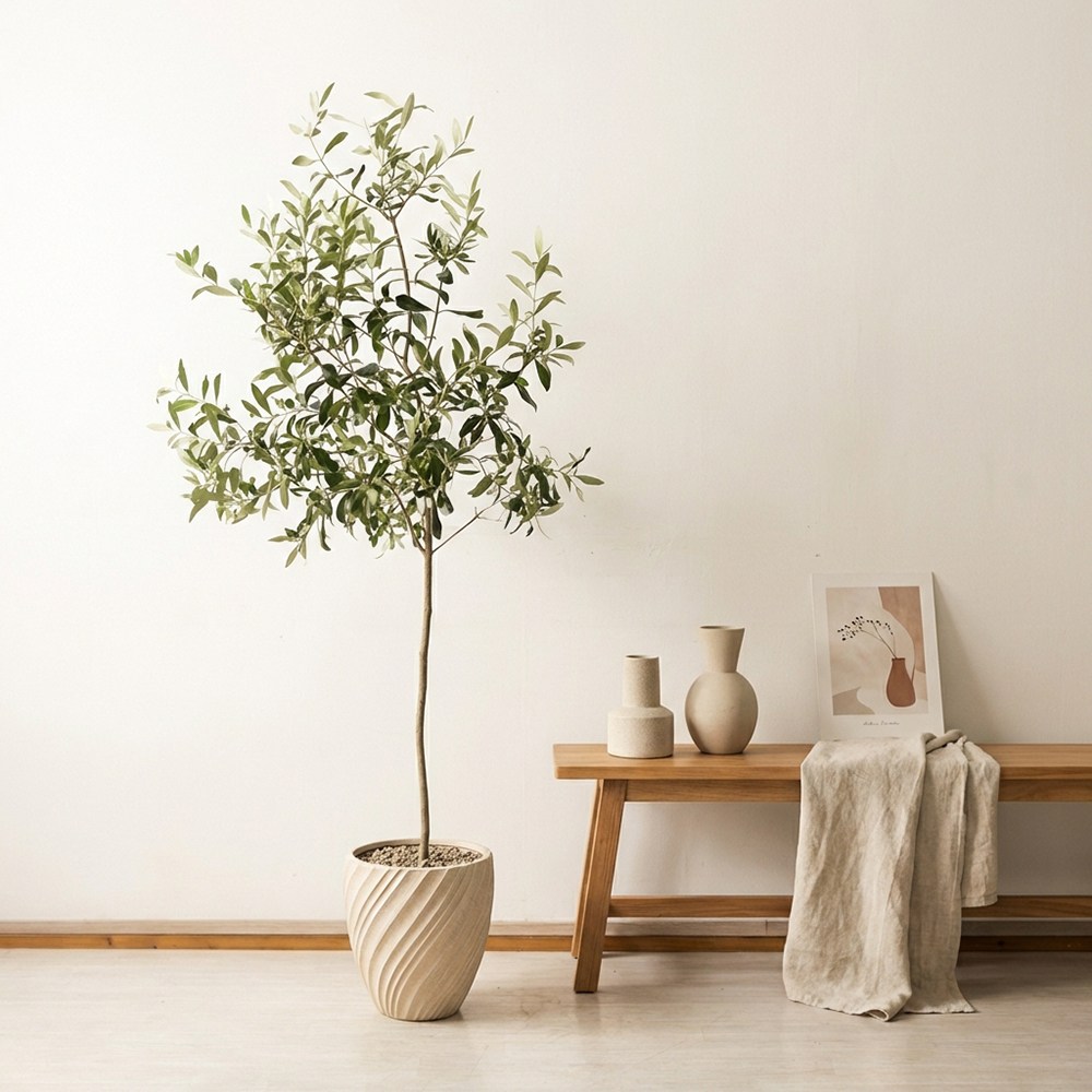 대형 올리브나무 거실 인테리어 이사 축하화분 고급 시멘트 네추럴 베이지화분, 1개, 아이보리 트위터 235,000원