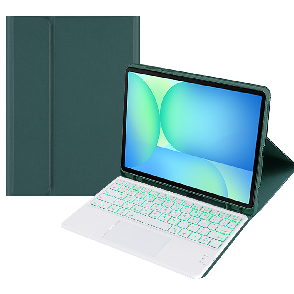 갤럭시탭 S10fe 탭S9fe S9 무선 LED 터치패드 키보드 북커버 케이스 S펜 수납, 다크그린, 1개 54,000원