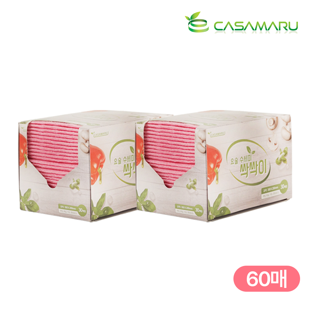 [국내생산] 일회용 요술 수세미 싹싹이 60매(30매x2팩), 60개, 1세트 8,600원
