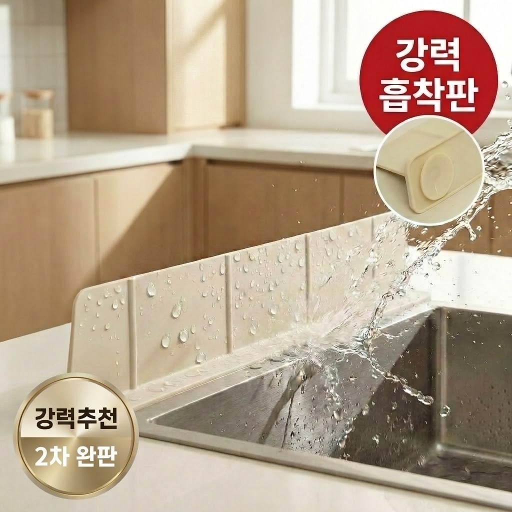 픽메이트 떨어지지 않는 실리콘 싱크대 물막이, 아이보리, 1개 9,100원