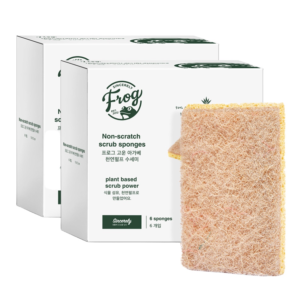 프로그 무흠집 아가베 천연펄프 수세미 6개입 X 2개 23,750원