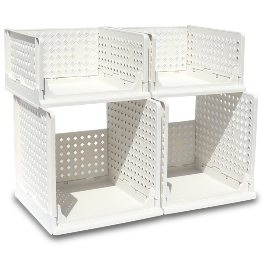 키친앤홈 접이식 슬라이딩 리빙박스 대 2p + 특대 2p, 화이트, 1세트 43,200원