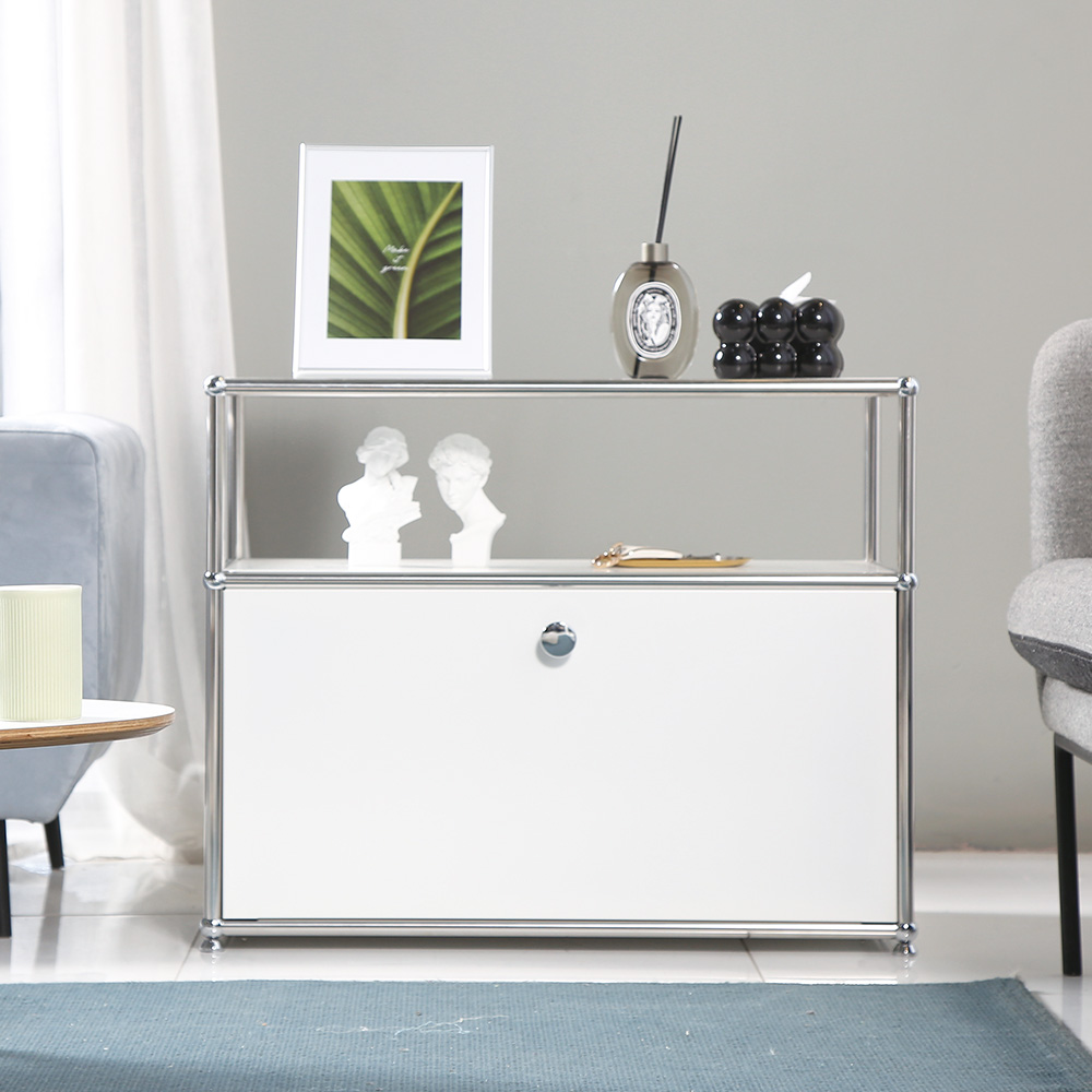 이가페 미드센츄리 모듈거실장 모노 1x2 플로어 수납장 방문설치, 화이트 460,000원