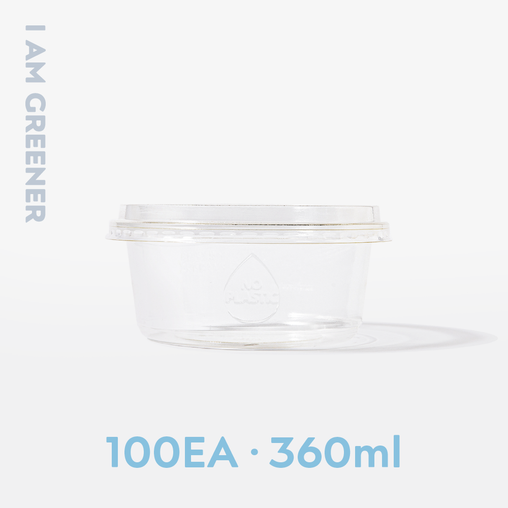 아이엠그리너 친환경 120파이 무인쇄 각인 PLA 투명 원형 용기 + 뚜껑 세트 360ml, 1개 24,090원