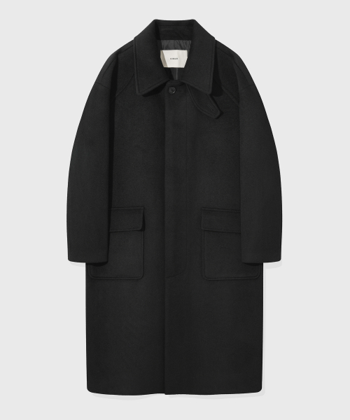 [키뮤어] [Drape Wool] 캐시미어블렌드 세미오버핏 발마칸 코트 블랙 312,320원