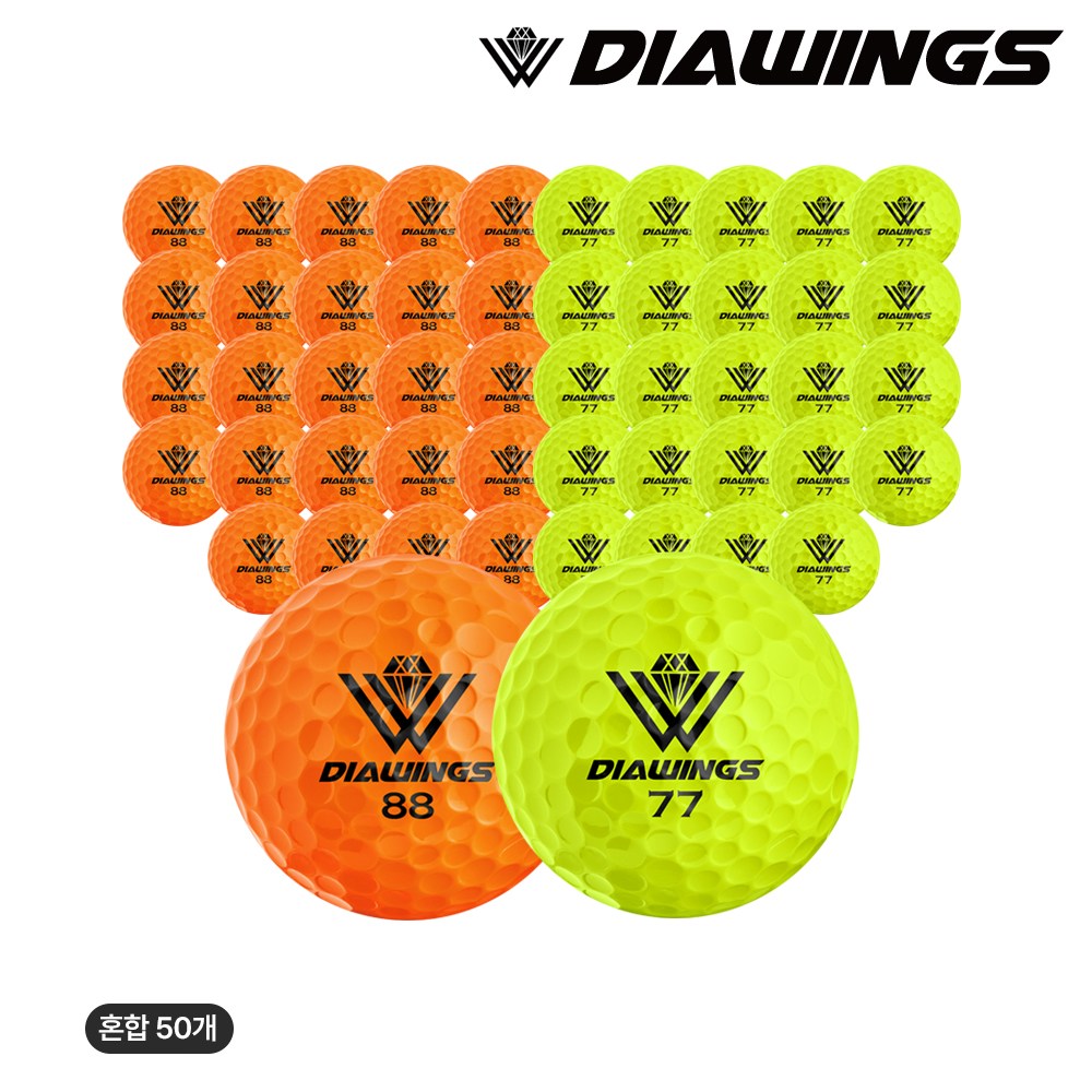 다이아윙스 혼합 골프공 (벌크팩), 1세트, 50개입, M5 오렌지(유광) 25개+M5 옐로우(유광) 25개 99,000원