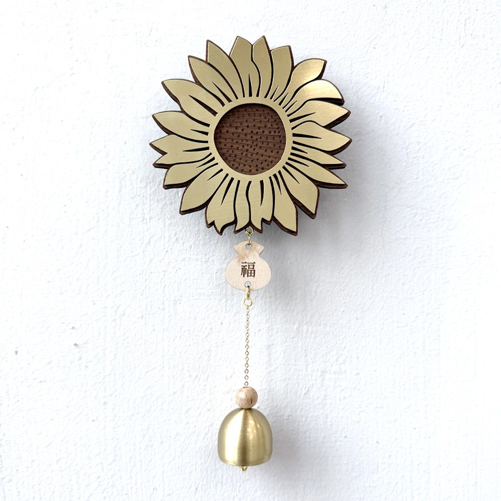 골드 해바라기 복참 럭키벨 자석 도어벨 현관종 우드 풍경종 문종 개업선물, 골드계열 23,900원