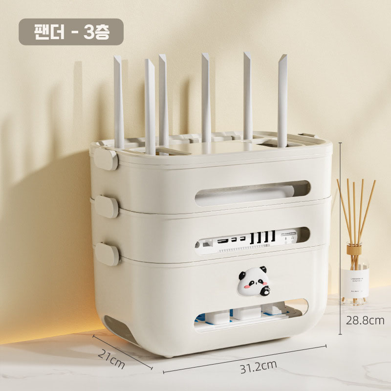와이파이 공유기 수납함 TV 셋톱박스 선반 탁상용 정리 귀여운 팬더 정리 박스 15,500원