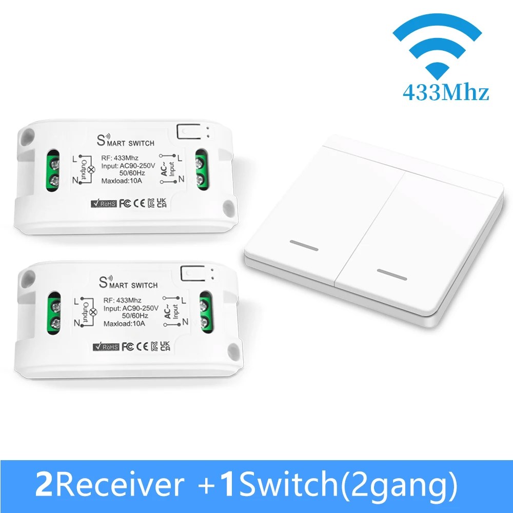 스마트스위치 무선스위치 스위치 RF 433Mhz 무선 리모컨 라이트 푸시 단추 벽 AC 110V 220V 릴레이 리시버 램프용 최대 100M 제어 22,200원