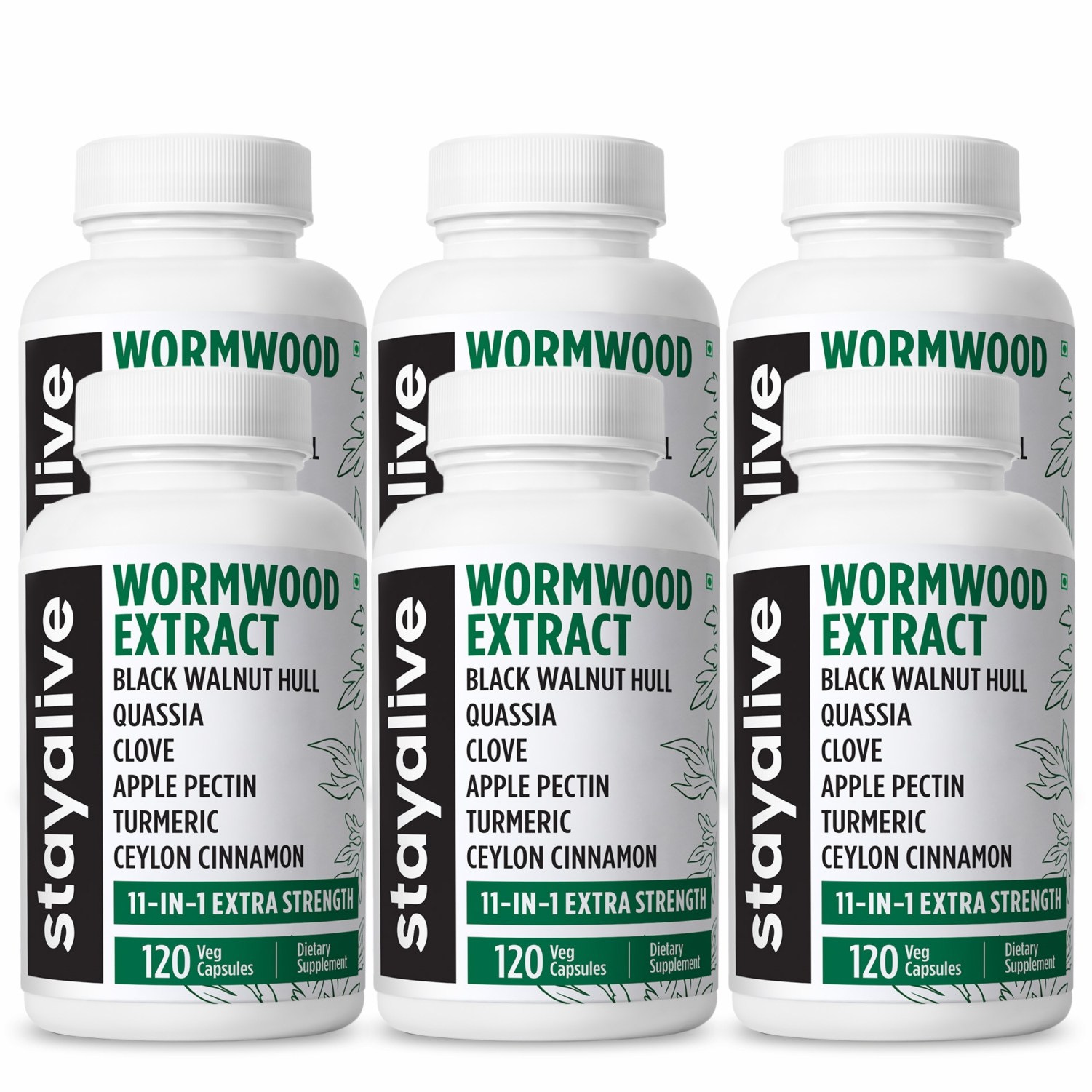 Stayalive 웜우드 블랙 호두 정향 추출물, 11-in-1 엑스트라 스트렝스 콤플렉스, 120알, 성인용 허브 보충제 99,990원