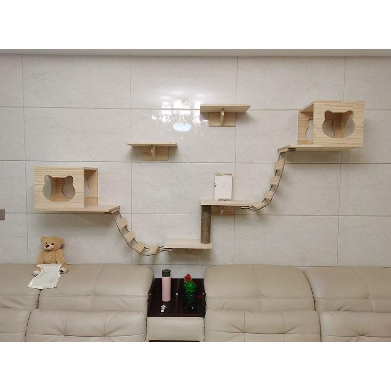고양이 원목캣타워 벽선반 점프대 튼튼한 구름다리 놀이터 캣스텝 벽걸이 빌라 캣월 하우스 104,800원