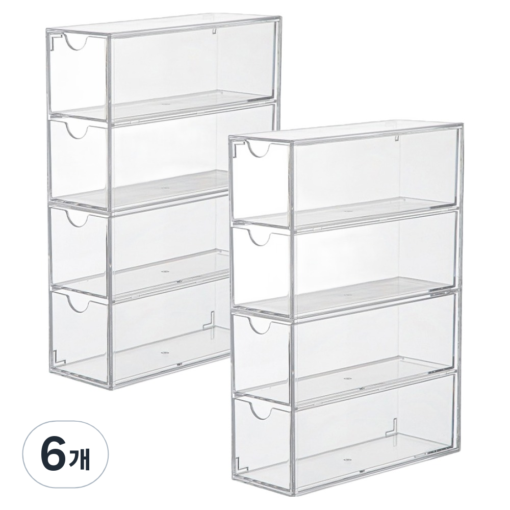 라라공방 다용도 안경 선글라스 서랍식 4단 보관함, 투명, 6개 43,500원