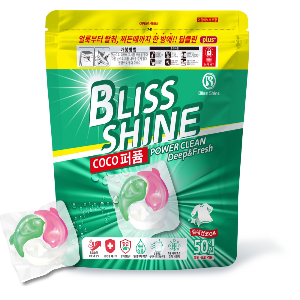 블리스샤인 울트라클린 초고농축 올인원 실내건조 캡슐세제 코코퍼퓸, 1개, 50개입 22,800원