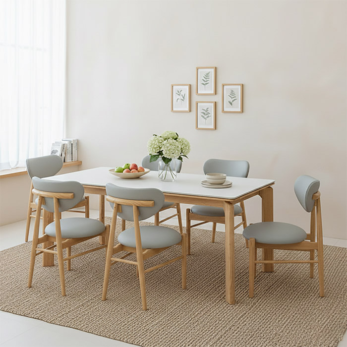 [유캐슬] ★무료배송★ 벤티 엔틱 원목 6인용 식탁세트 1700 (테이블+의자6)_CP 716,000원