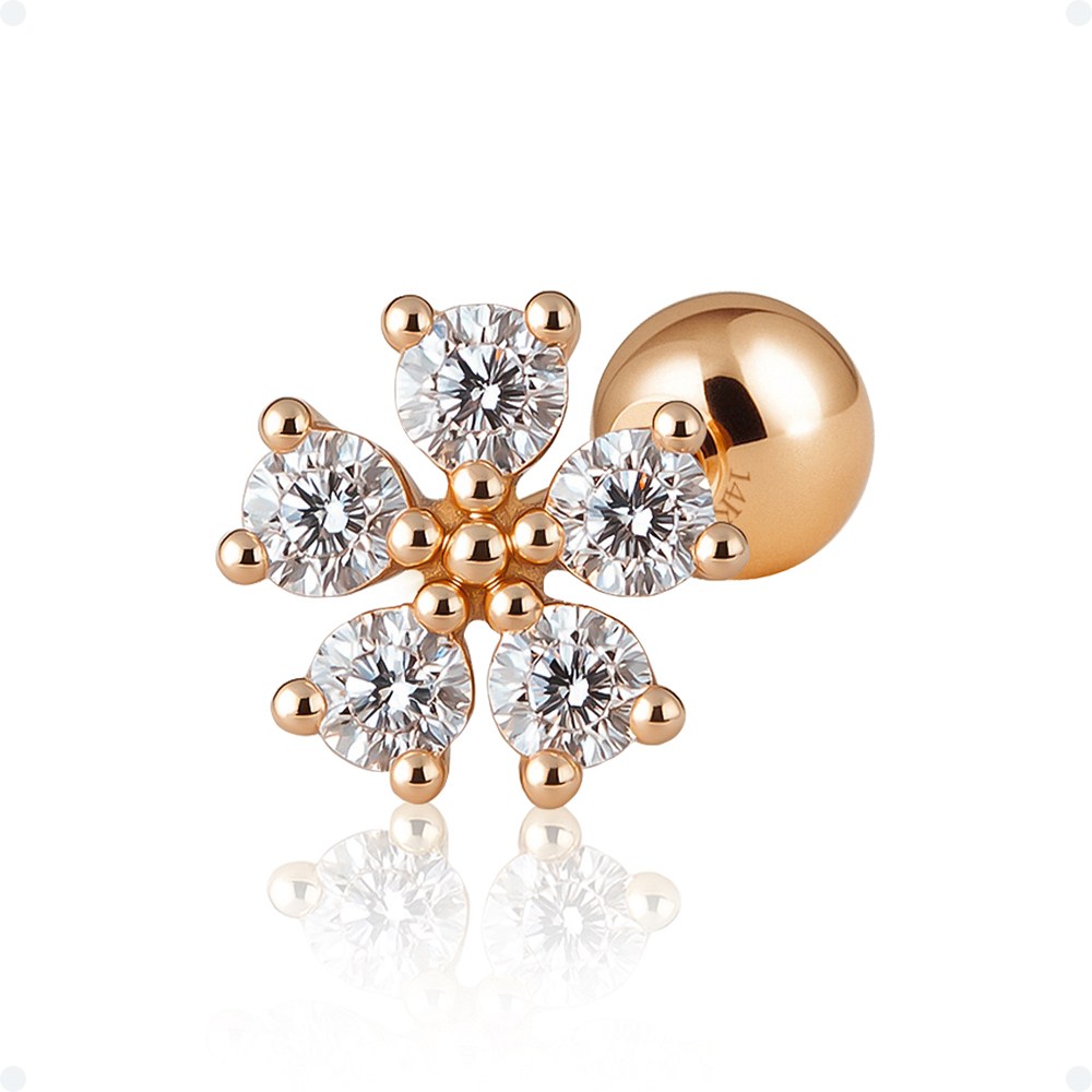 쥬넬 14K 물방울 꽃잎 플라워 피어싱 94,900원