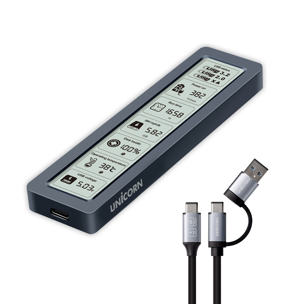 유니콘 10G 스마트스크린 M.2 NVME SSD 외장하드케이스 / 알루미늄 소재 / 최대 8TB / USB3.2 Gen2 10Gbps A+C타입젠더 / MSD-L50 29,900원
