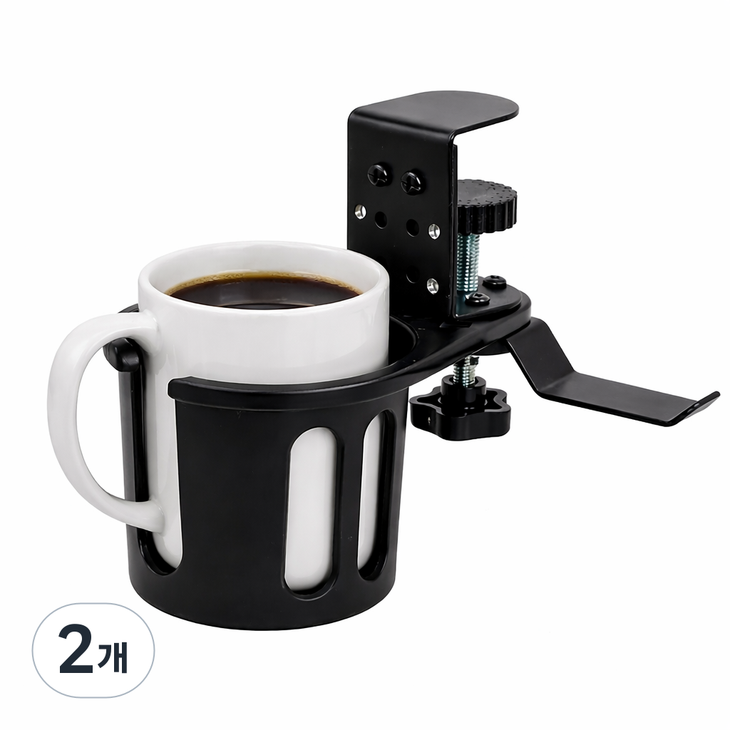 익스오더 책상 무타공 360도 회전 가방걸이 컵홀더, 2개, 블랙 27,690원