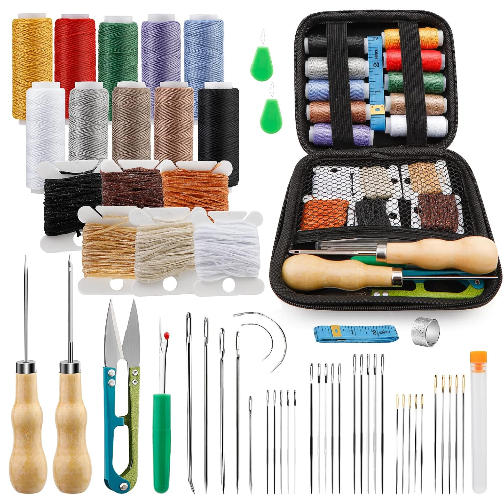 가죽수공예세트, 58종 가죽 공예도구 키트 수공수선 DIY 도구 세트, 수납 가방 포함, 1세트, 혼색 11,900원