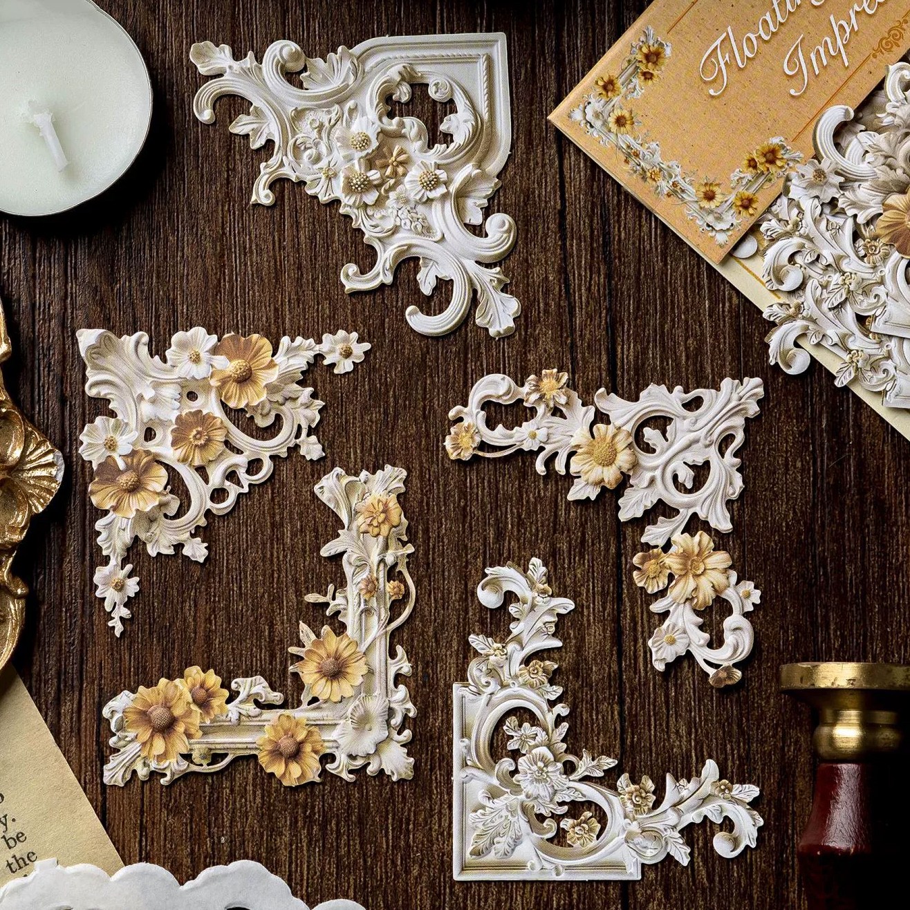 올리브파티  클래식타임라인 시리즈  빈티지 모서리 액자 감성 다꾸 입체 커팅페이퍼 20매 세트 17,900원