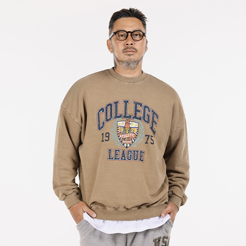 빅이지 남성용 오버핏 피그먼트 빈티지 콜리지 맨투맨 52,440원