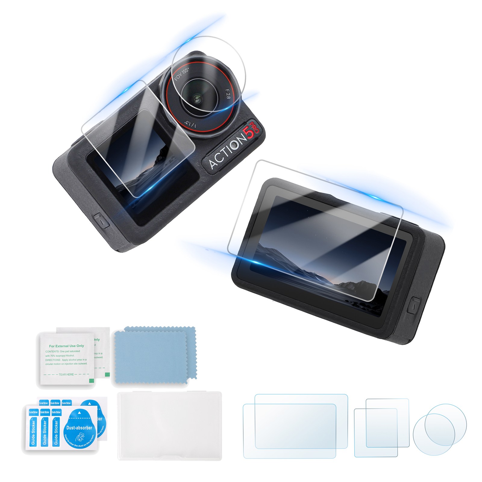 써니라이프 Dji 오즈모액션5프로 액정보호 강화유리필름 자동접착 하드필름 액션 카메라 액세사리 7,900원