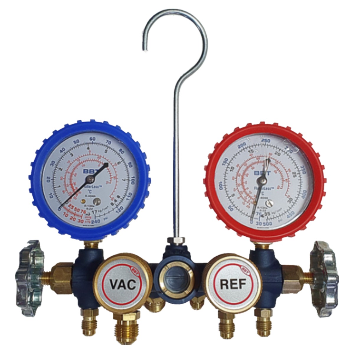BBT 4밸브 매니폴드게이지 회전냉매호스 고진공호스포함 R-410용 호스세트, 1세트 221,000원
