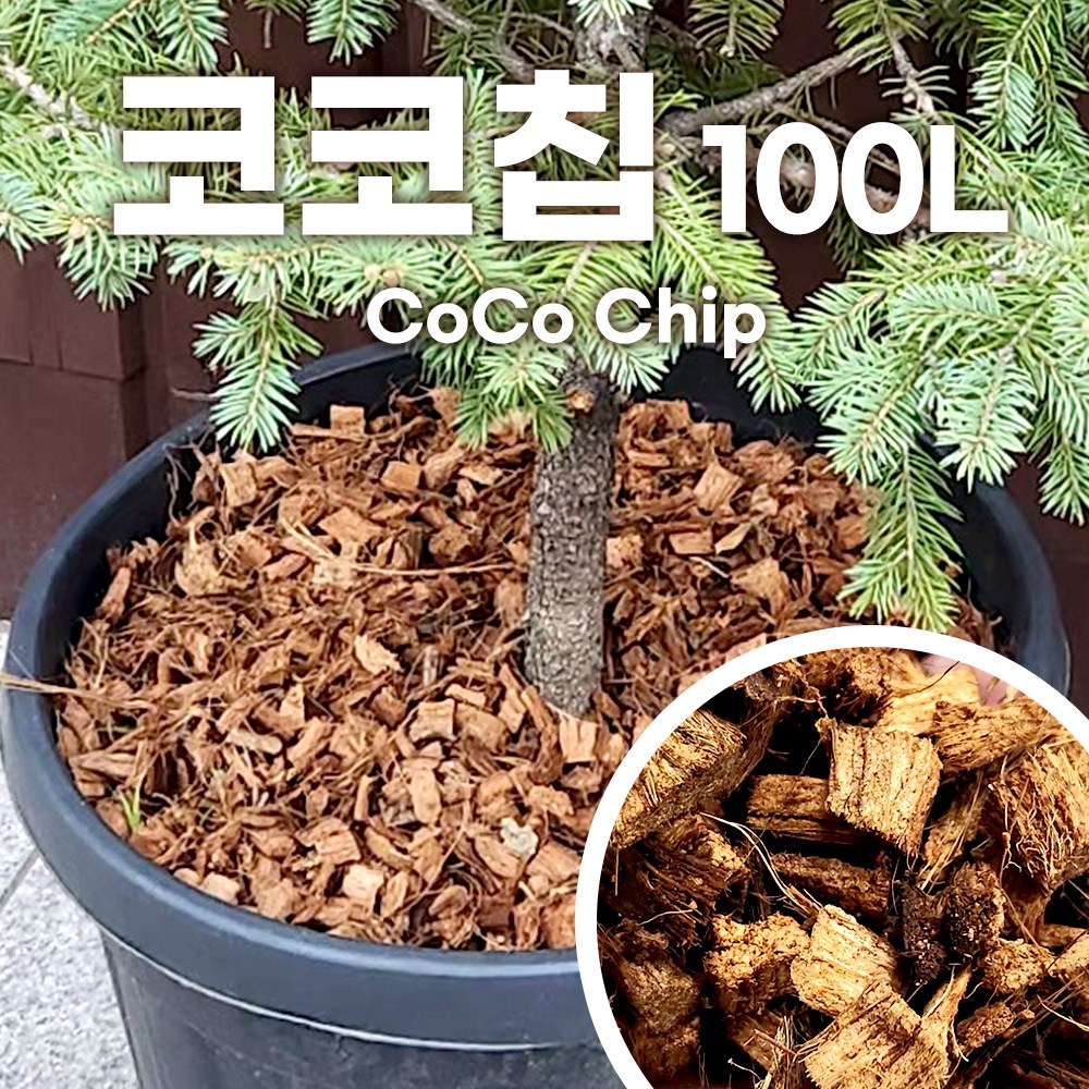 [한국원예자재] 코코칩 100L 12~18mm 중입자형 대용량 허스크칩 압축안된 깨끗한 멀칭재 25,000원
