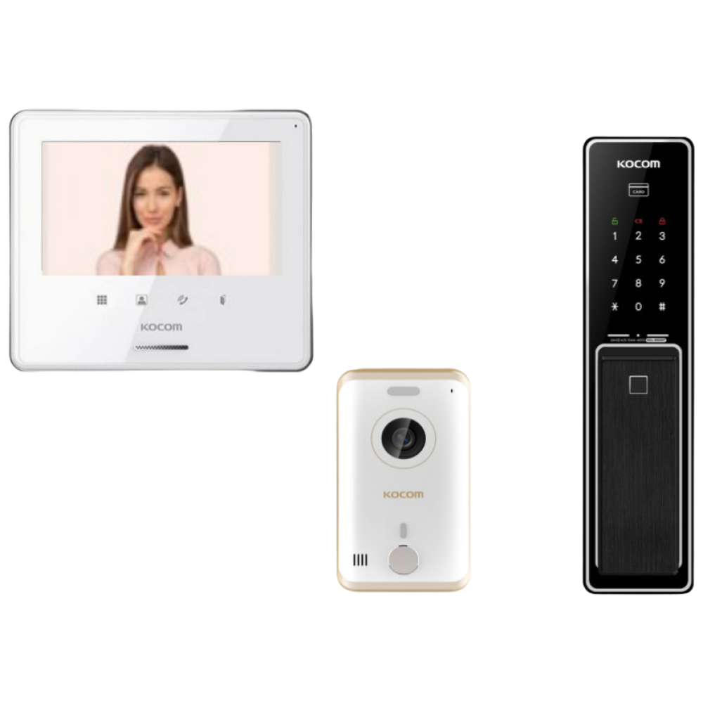 [코콤비디오폰 도어락 SET 상품2] KCV-S701 [7인치 아날로그비디오폰 + 푸쉬풀지문도어락]-A지역 설치, 방문설치, 현장결재,비디오폰55,000원/도어락35,000원 310,000원