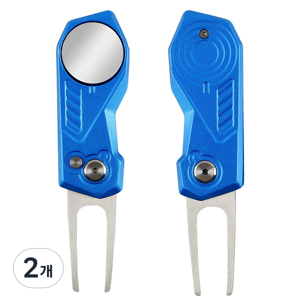 맥포크 디봇보수기 골프 그린 보수기 디봇툴 잔디 디봇수리기 자석볼마커 겸용, 2개, 블루 23,330원