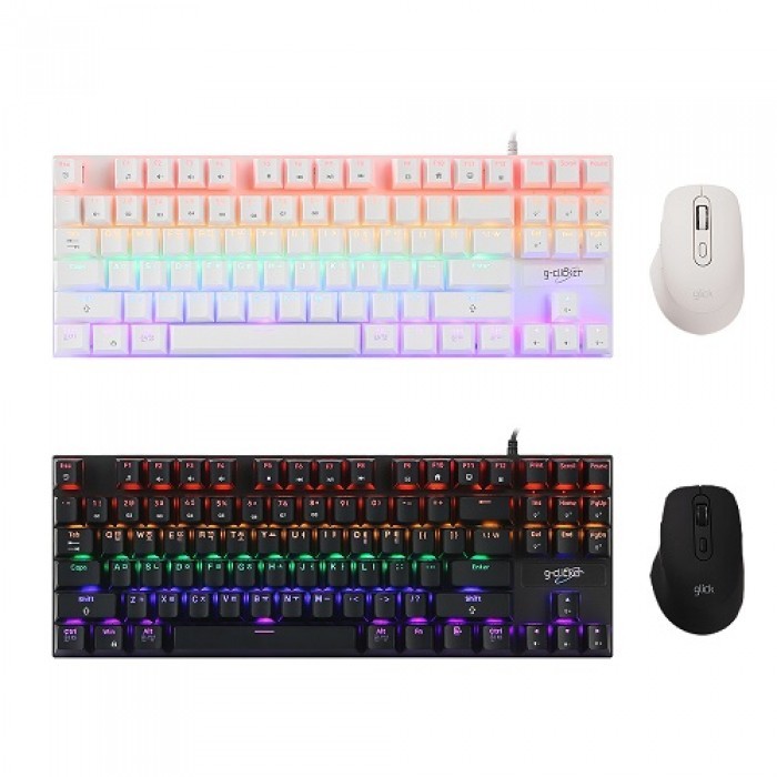 지클릭커 GMK-587 87키 텐키리스 게이밍 기계식 키보드 마우스 세트 화이트 (적축) 34,900원