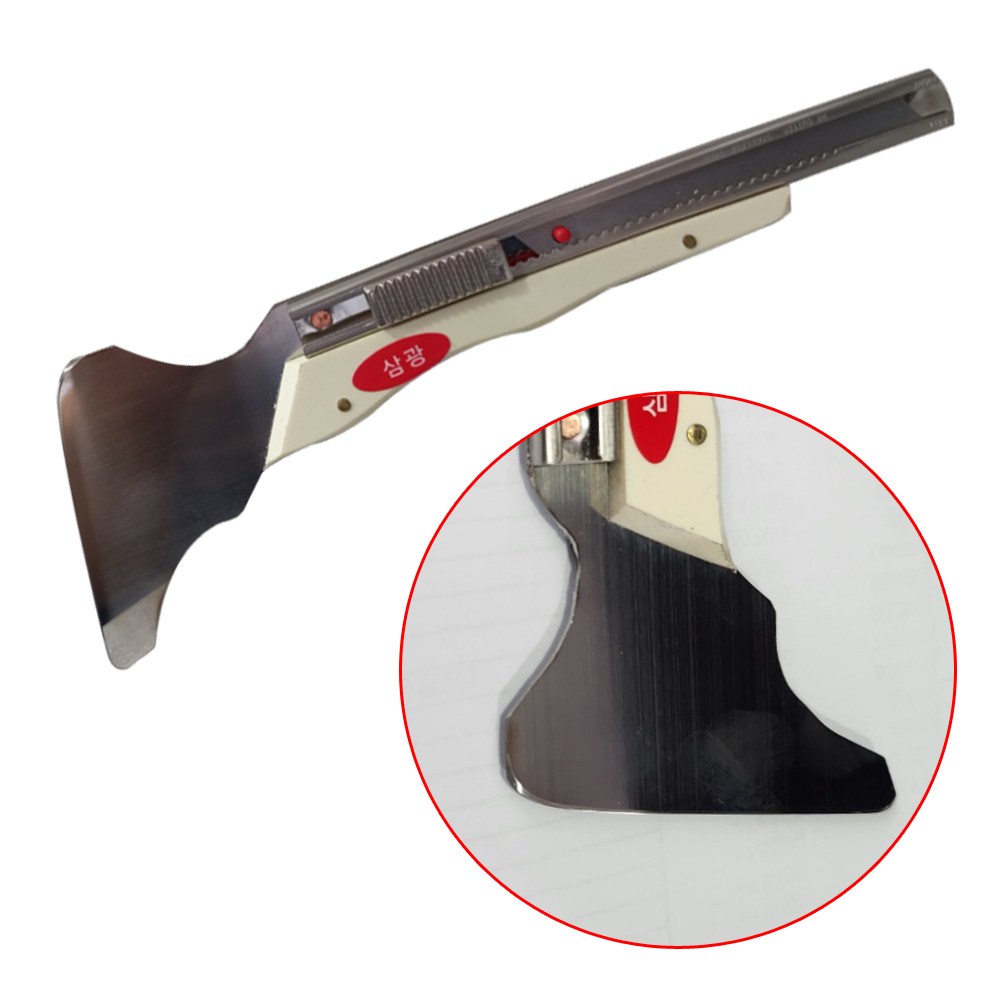 인테리어필름시트지 삼광 수제 왼손전용 시공칼 스텐 헤라칼 도배 장판, 1개 28,000원