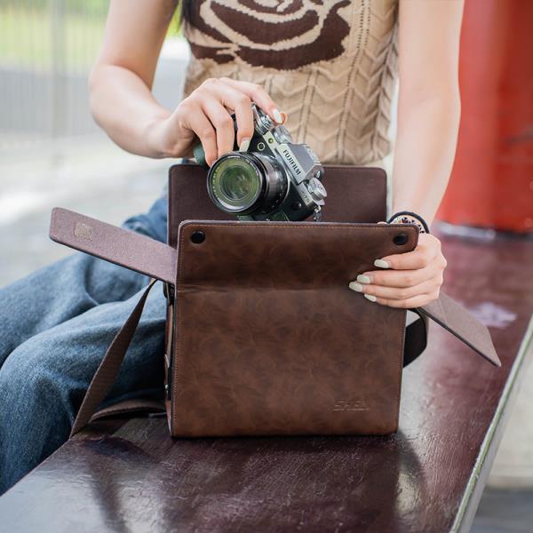 SHELV 가죽 카메라 가방, 후지필름 호환 Xt5 Xs20 S10 소니 호환 Zve10 a7c2 캐논 호환 R50 R10 니콘 호환 Zfc Z30 사진 가방 67,800원