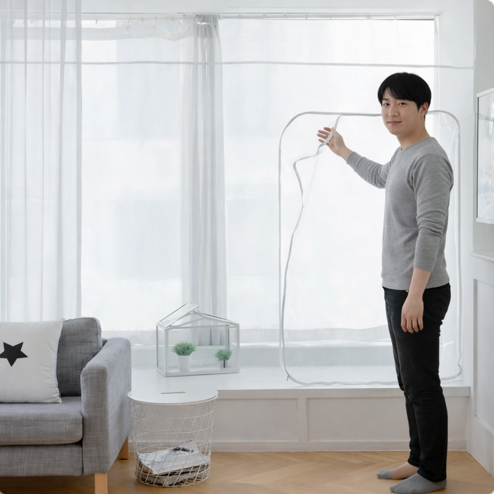 냄새없는 투명 방풍비닐커튼 베란다 창문용  EVA소재 겨울보온용 77,000원