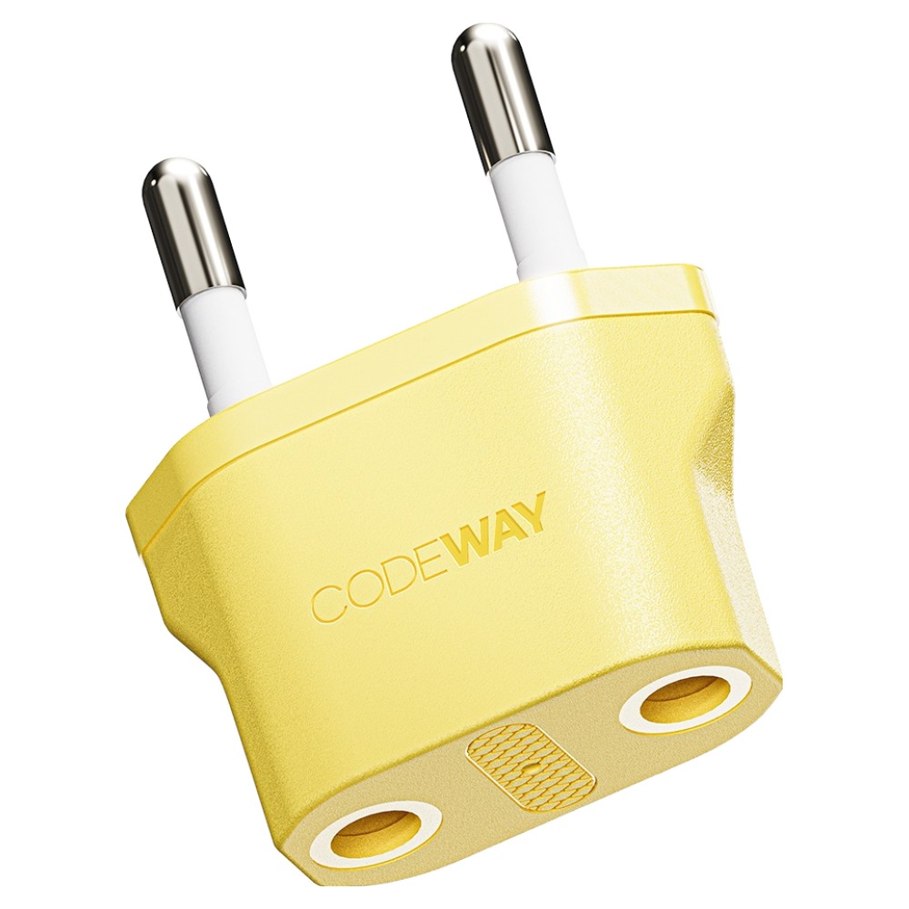 코드웨이 돼지코 220V 변환 유럽형 플러그 여행용 어댑터 옐로우 35x43mm, 옐로우, 1개 4,010원